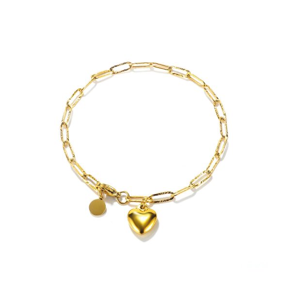 Heart Circle Pendant Stainless Steel Bracelet