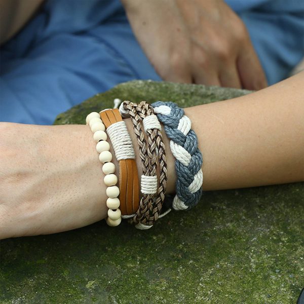 Jute Woven wooden beads men's bracelet - Image 3