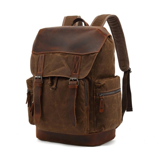 Large Vintage Canvas Backpack for Men - Image 3