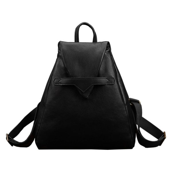 Genuine Leather Solid color commuter backpack - Image 2