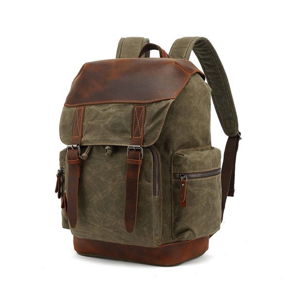 Large Vintage Canvas Backpack for Men - Image 2