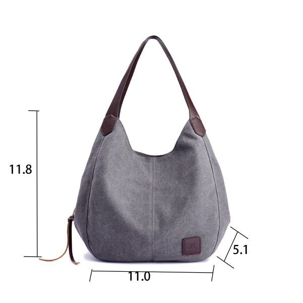 Canvas Women's Multi-pocket Tote Bag - Image 12