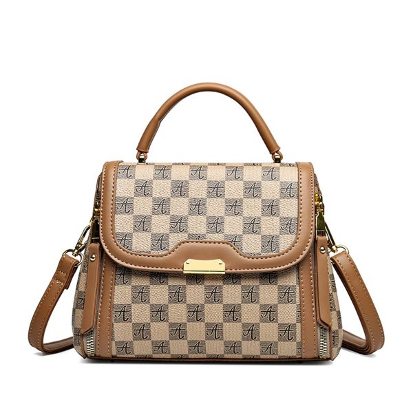Pu Leather checkered portable Cross-body Bag Women - Image 3