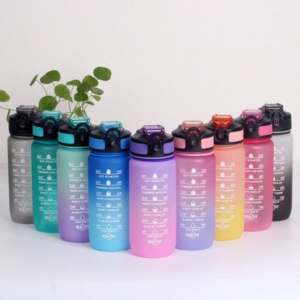 20oz Gradient Plastic Sports Bottle Lockable Straw Lid - Image 7