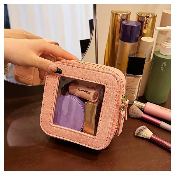 Compact Waterproof Transparent Pu Makeup Bag - Image 6