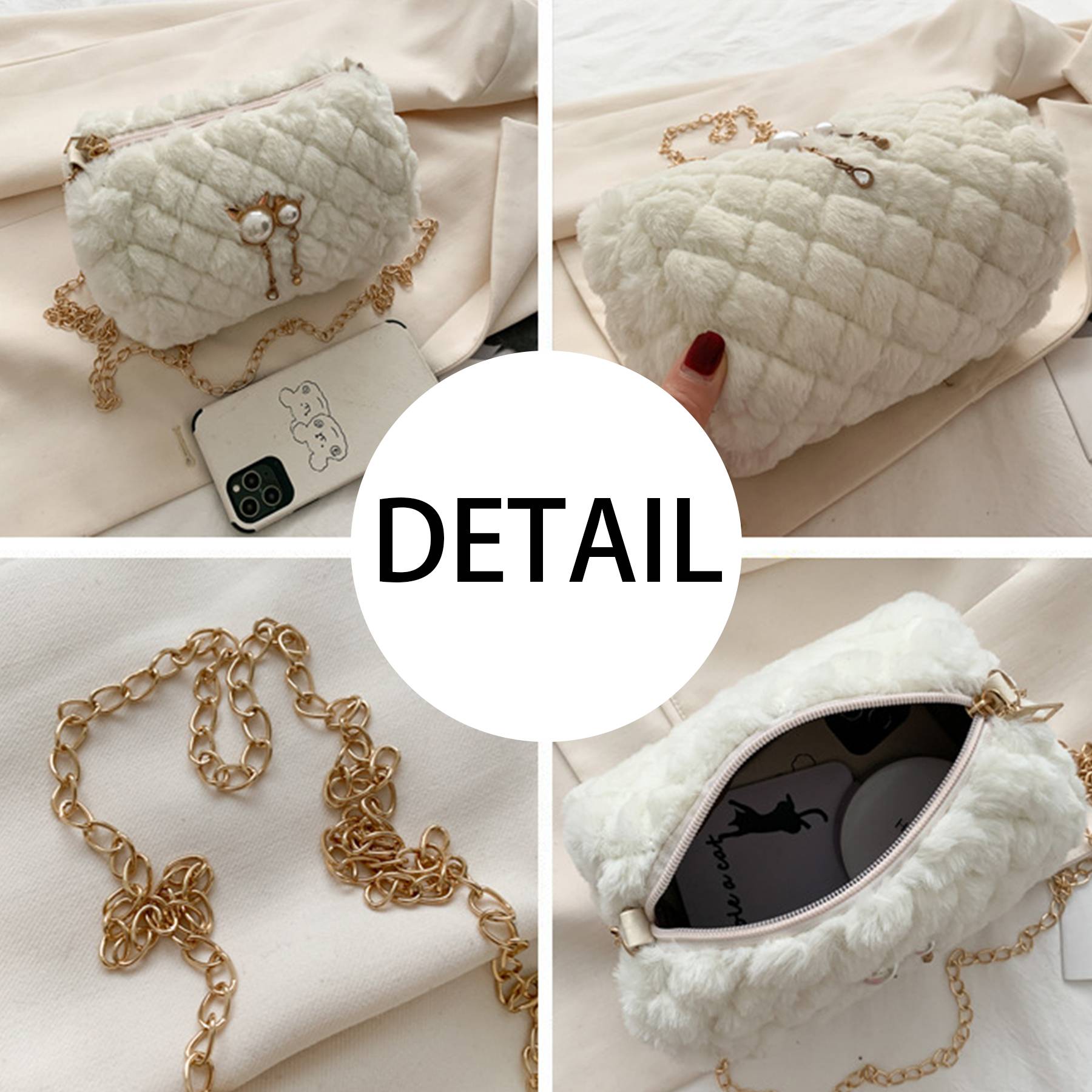 Cotton Stylish versatile cross-body plush chain shoulder bag - Image 4