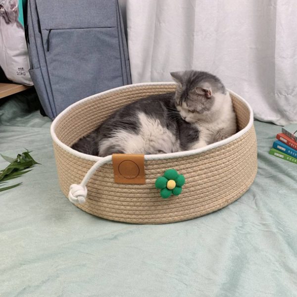 Breathable Odorless Indoor Cotton Linen Cat Bed - Image 4