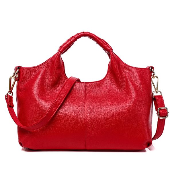Genuine Leather Handle Satchel Shoulder Bag
