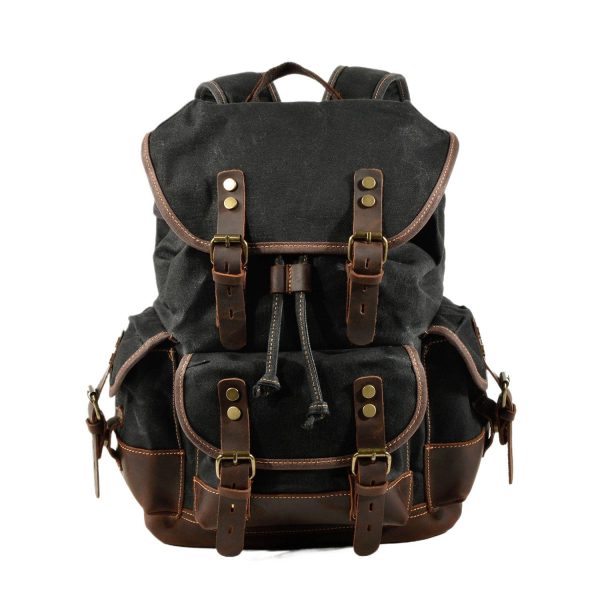 Leather Waxed Canvas Waterproof Backpack - Image 2