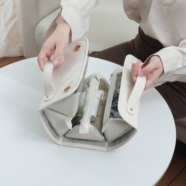 Portable PU Leather Travel Cosmetic Bag Detachable Pouches - Image 5
