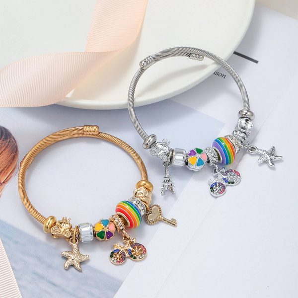Stainless Steel Colorful bicycle pendant bracelet - Image 3