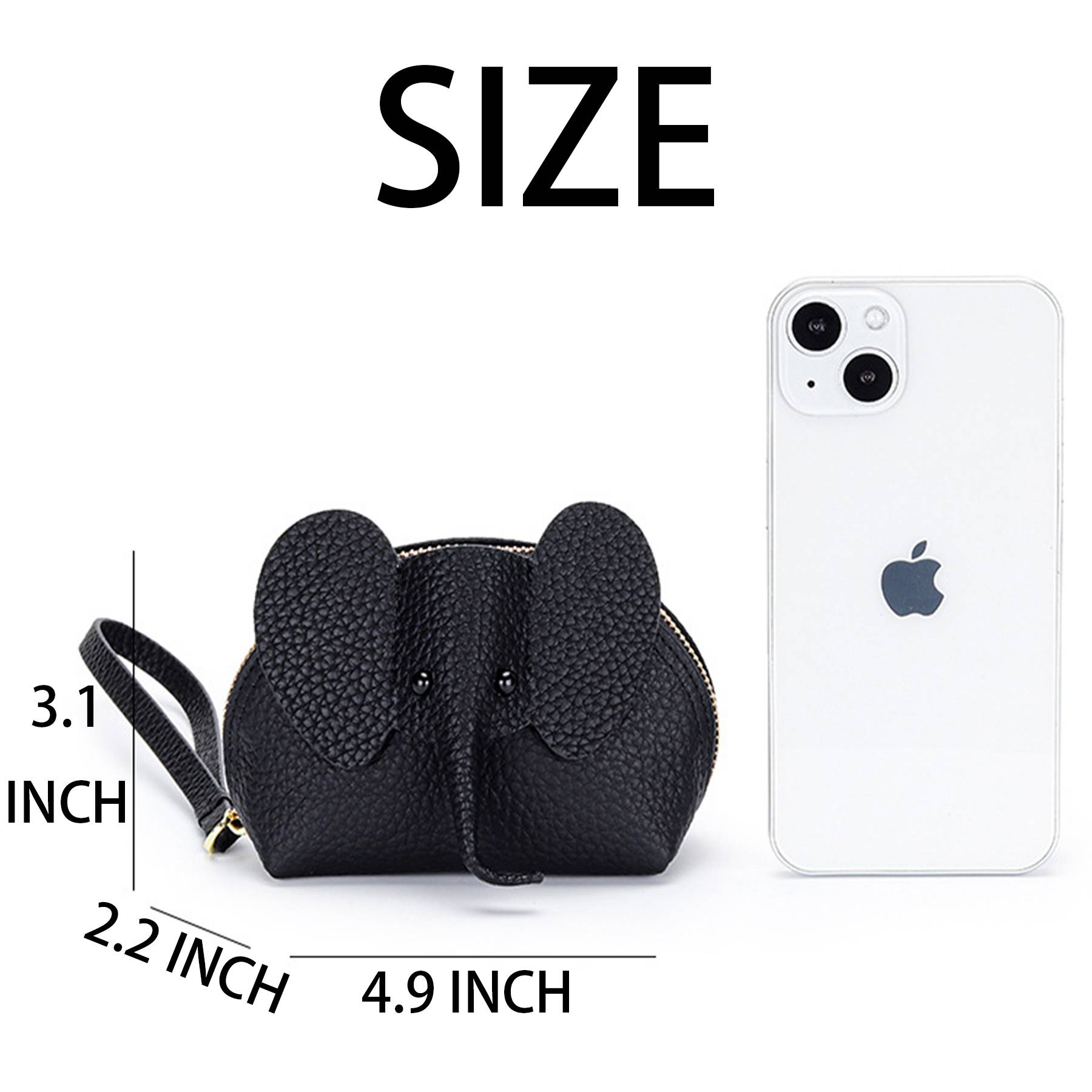 Genuine Leather Cartoon Elephant Mini Coin Purse Wallet - Image 6