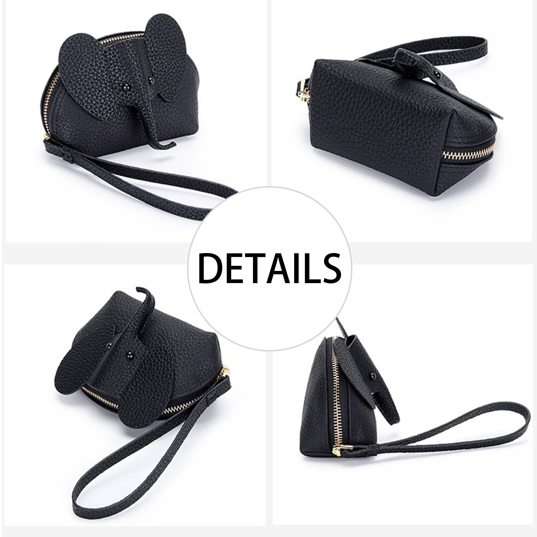 Genuine Leather Cartoon Elephant Mini Coin Purse Wallet - Image 5