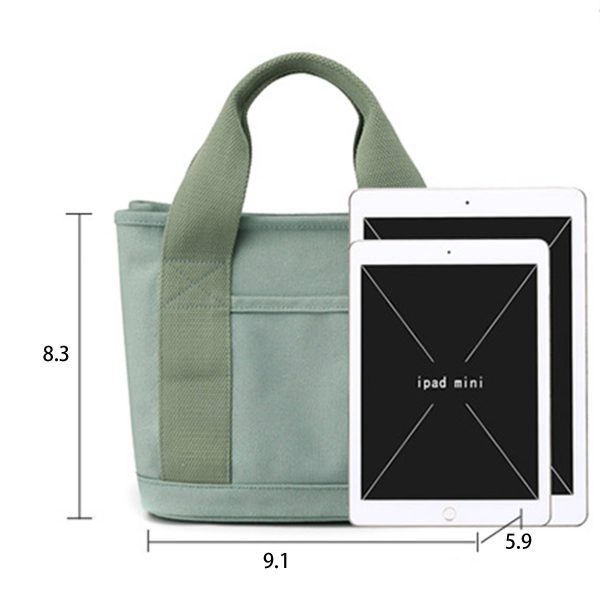 Canvas Small Tote Bag Handbag with Zipper - Image 6