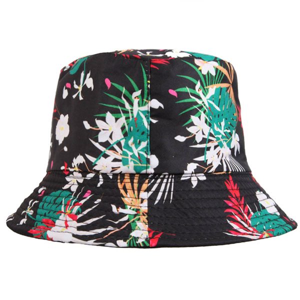 Polyester Bucket hat with tropical foliage pattern - Image 2