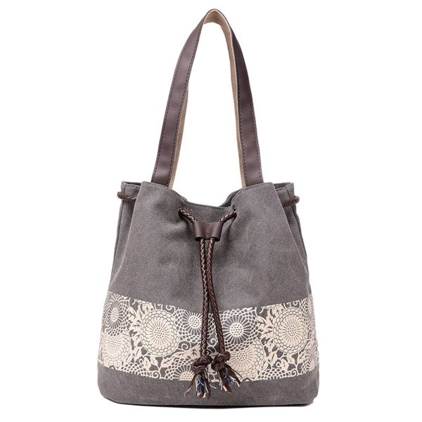 Women Printing Drawstring Canvas Tote Bags - Image 3