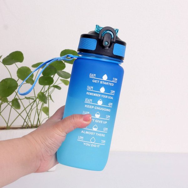 20oz Gradient Plastic Sports Bottle Lockable Straw Lid - Image 9