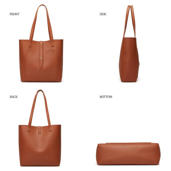 PU Simple solid color tote bag for women - Image 6