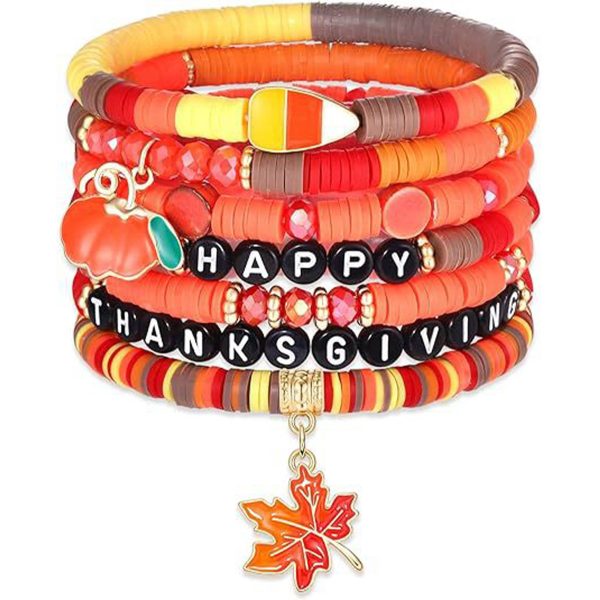Plastic Thanksgiving turkey maple leaf pendant bracelet - Image 2