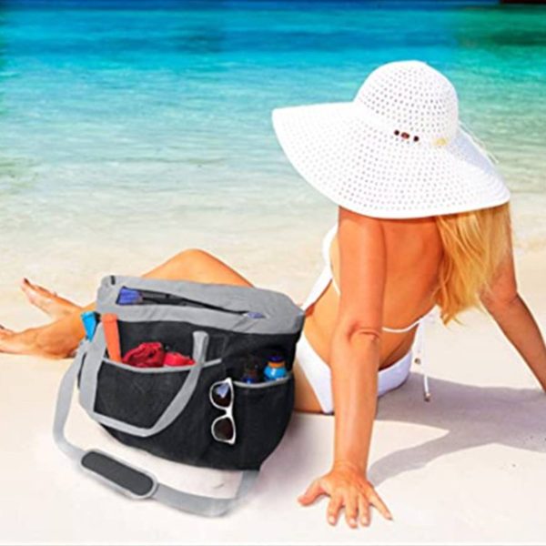 Nylon Mesh Beach crossbody Bag with Zipper - Image 6