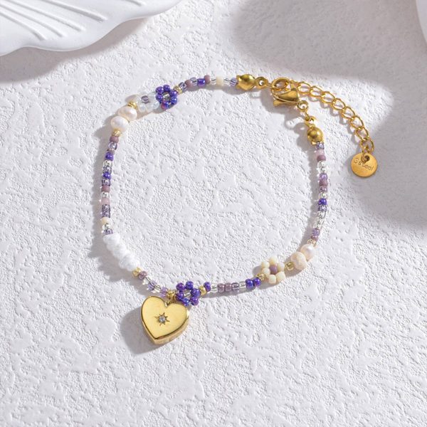 Steel Simple daisy flower beaded bracelet - Image 3