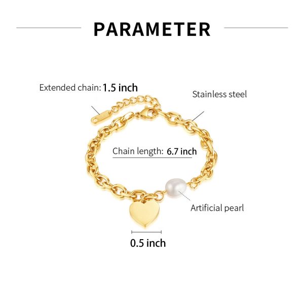 Titanium Steel Love Pearl Bracelet - Image 3