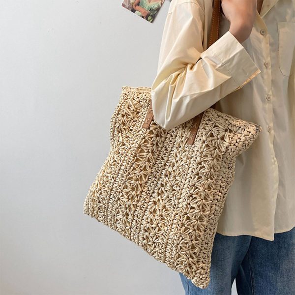 Handwoven Straw Beach Bag for Travel - Image 4