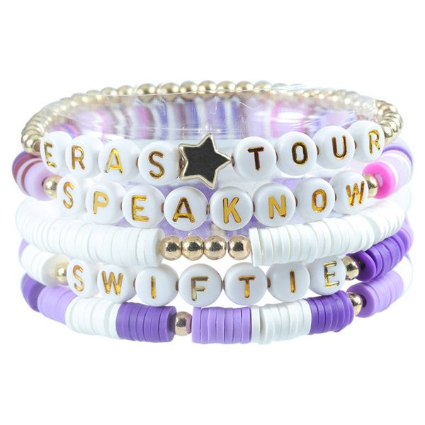 Plastic Stretch statement coloured letter beaded bracelet - Image 4