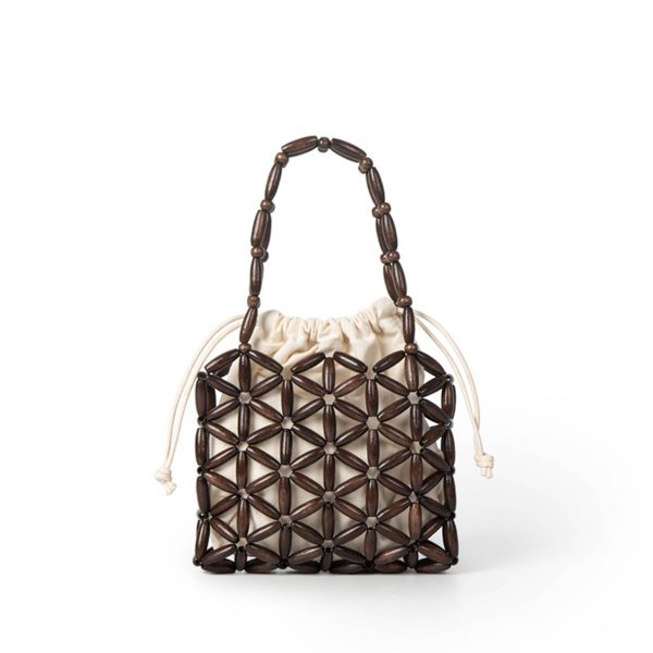 Wooden Tote Bag with a canvas drawstring pocket inside - Image 4