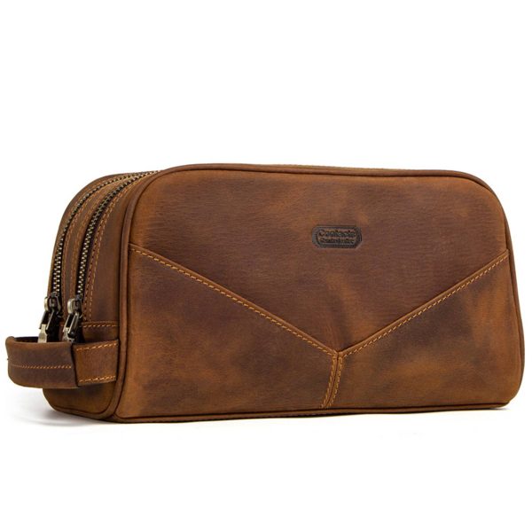 Genuine Leather Wear-resistant Crazy Horse Skin Makeup Bag - Image 2