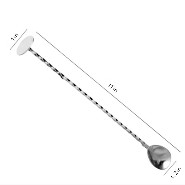 Stainless Steel Bar Spoon w/Spiral Handle for Mixing Drinks - Image 8