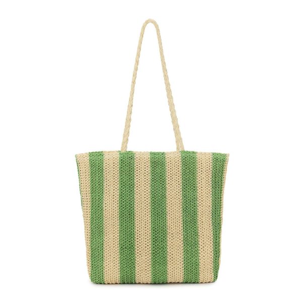 Women Beach Straw Striped Tote Bag - Image 4