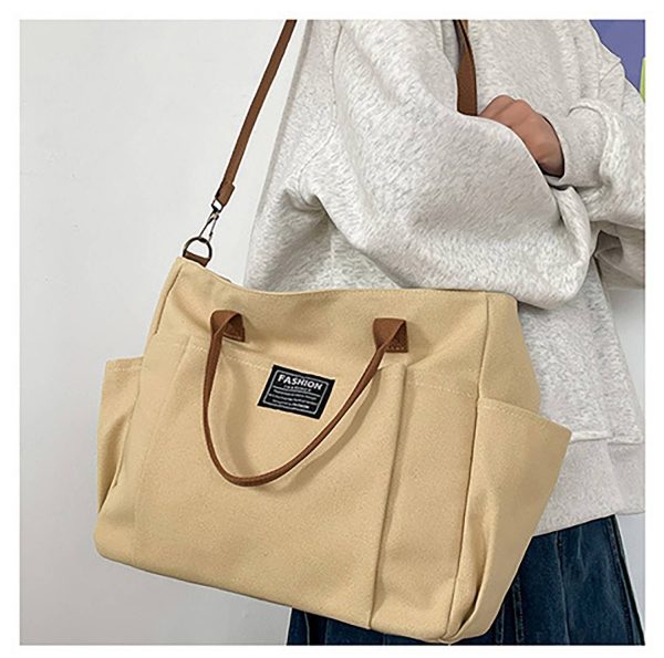 Commuter Women'S Canvas Tote Bag W/ Multi-Pocket Design - Image 5