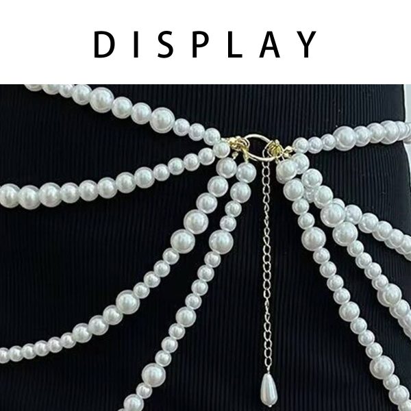 Alloy Multi-layered imitation pearl body chain - Image 4