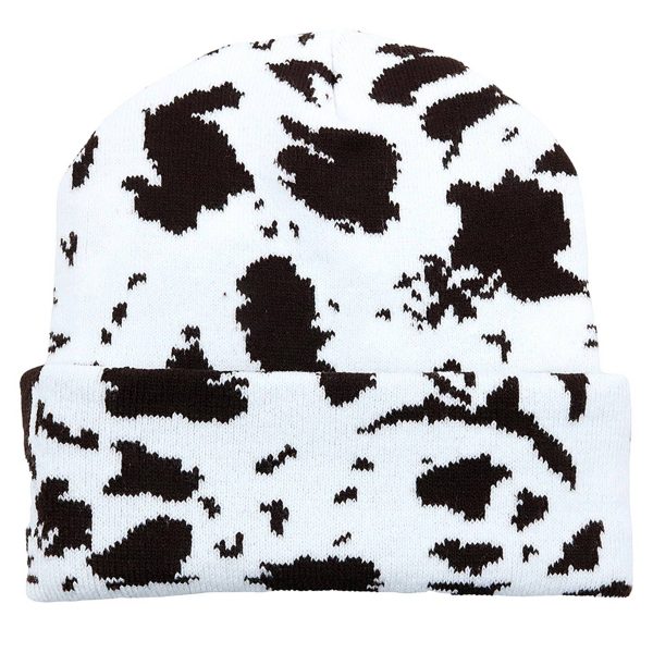 Spotted Knit Cap Cow Stripes Beanie - Image 2