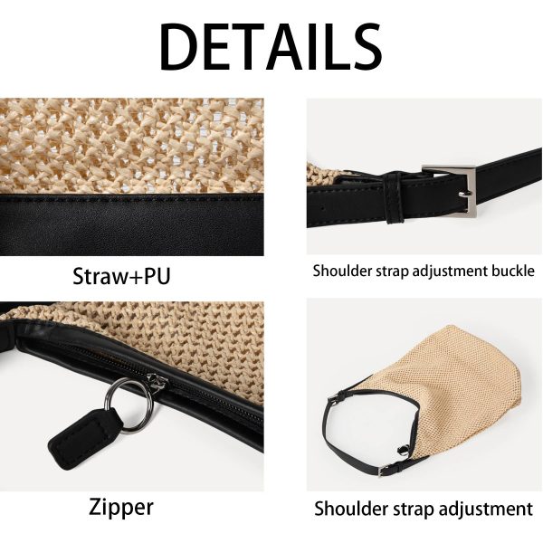 Straw summer large capacity shoulder tote bag - Image 6