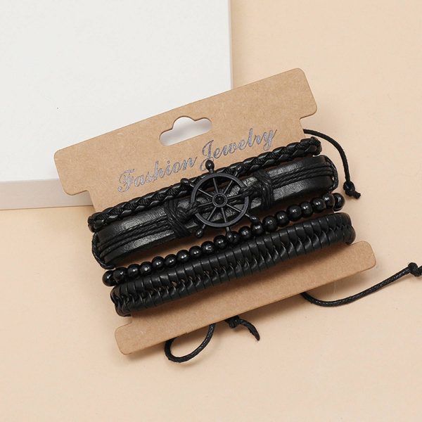 PU Hand-woven black rudder bracelet - Image 4