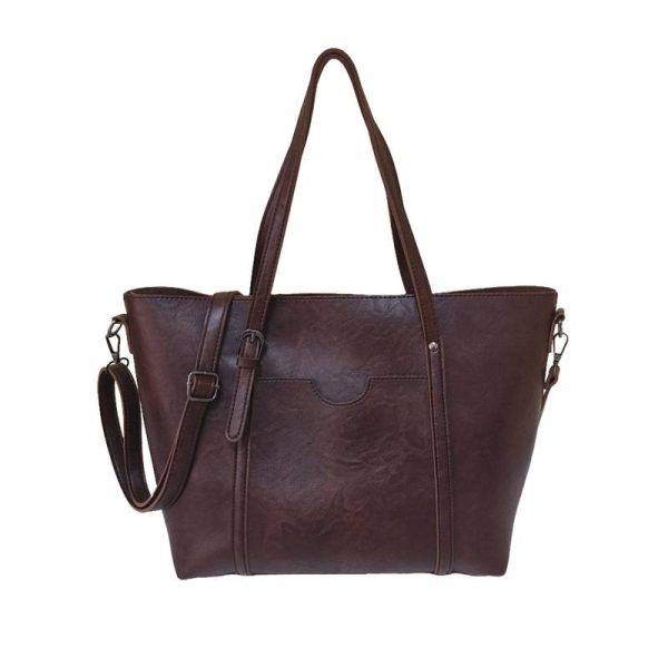 Large-Capacity Vintage Pu Leather Tote Bag
