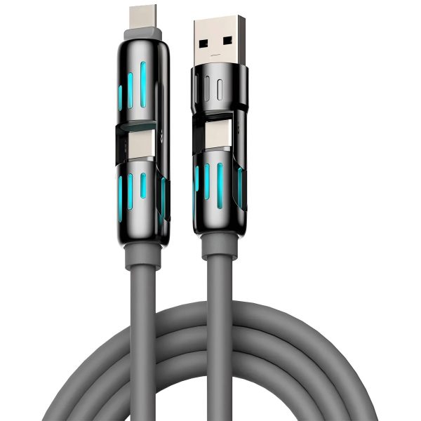 240W 4-in-1 Fast Charging Cable with LED – TPE Material - Image 4