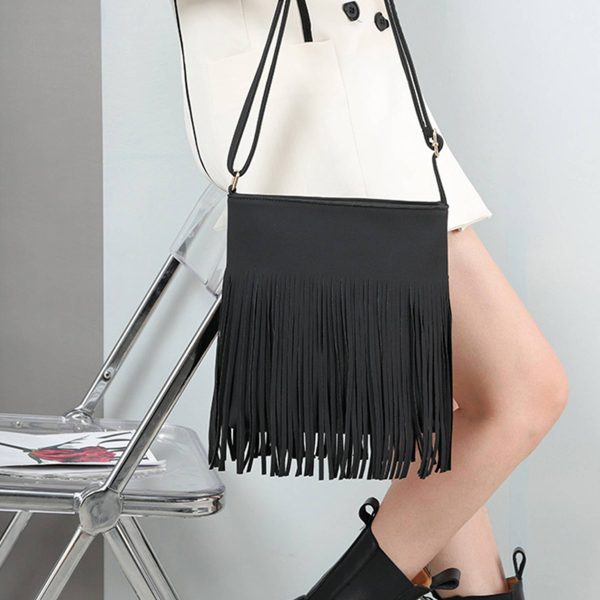 PU leather Fringe Hobo Tassel crossbody bag for Women - Image 6
