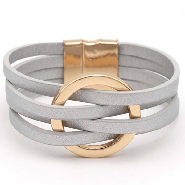 PU Multi-layered wristband, large ring cuff bracelet - Image 5