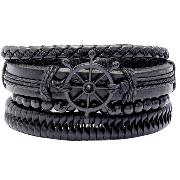 PU Hand-woven black rudder bracelet
