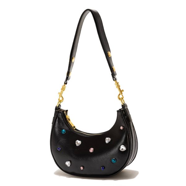 PU Leather Diamond-embellished Cross-body Bag For Women - Image 2