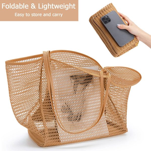 Polyester Casual Beach Mesh Tote Bag - Image 7