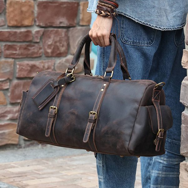 Large Leather Duffle Bag - Image 5