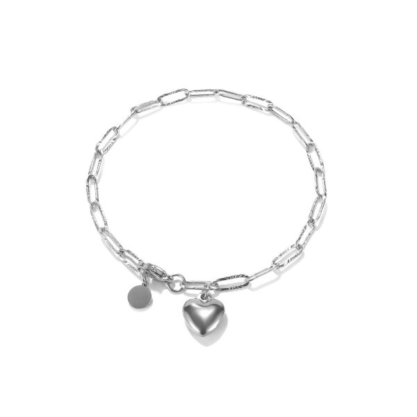 Heart Circle Pendant Stainless Steel Bracelet - Image 2