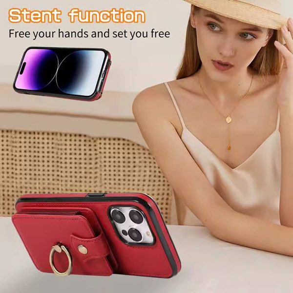 PU Leather Crossbody Phone Case w/ Wallet and Stand - Image 11