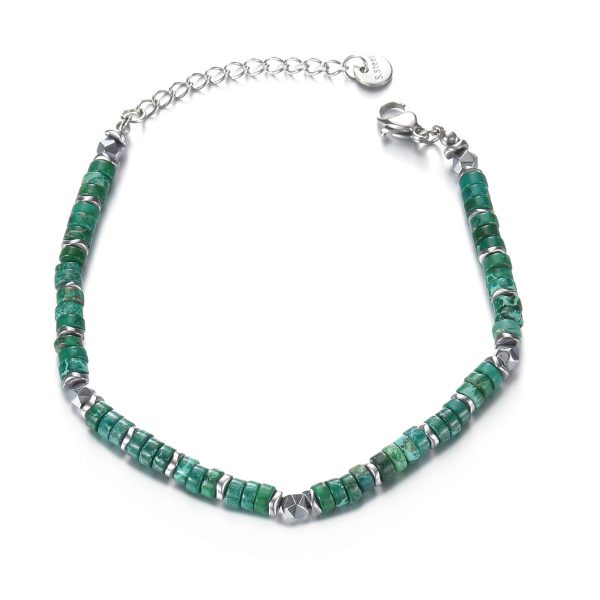 Stainless steel vintage dark green bracelet