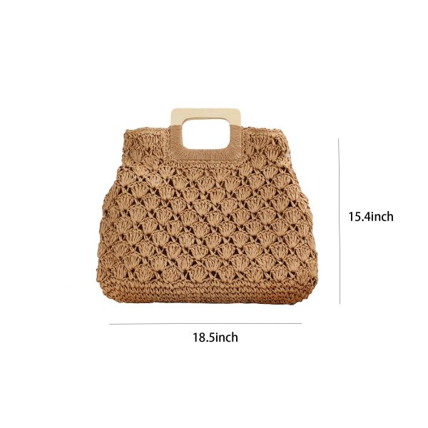 Straw Beach Handbags with Lining Pockets for Women - Image 4