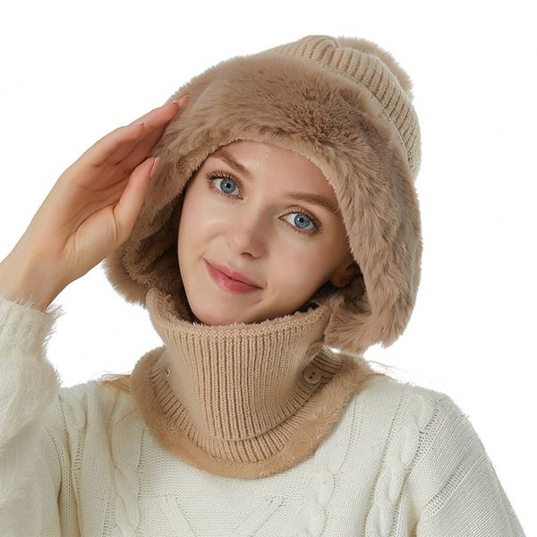 Winter Warm One Piece Fleece Scarf Mask Knitted Hat - Image 7